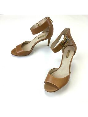 Louise et Cie tan leather ankle strap stilleto heels Womens Size 9 Neutral